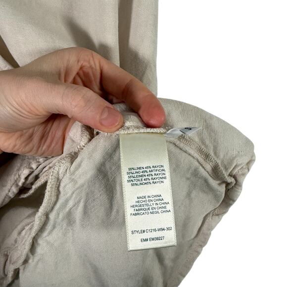Cloth & Stone Beige Linen Blend Wrap Top Coastal Lagenlook Beachy Womens Small - Picture 5 of 7